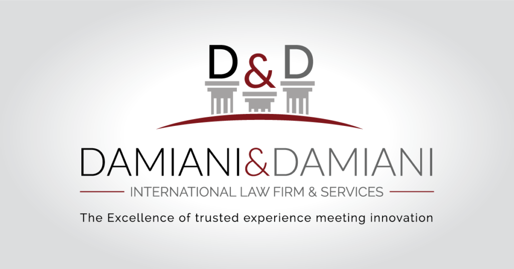 Law firm logo featuring pillars and the name "Damiani & Damiani" with a tagline about trusted legal experience.