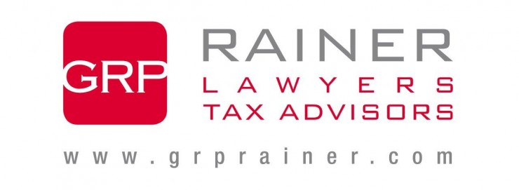 Logo of GRP Rainer Lawyers and Tax Advisors, featuring the company name and website.