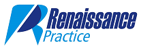 Renaissance Practice logo featuring a stylized letter "R" and the word "Practice" in modern typography.