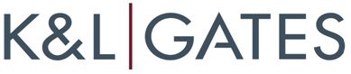 Logo of K&L Gates, featuring stylized text with a vertical line separating "K&L" and "GATES" in a modern font.
