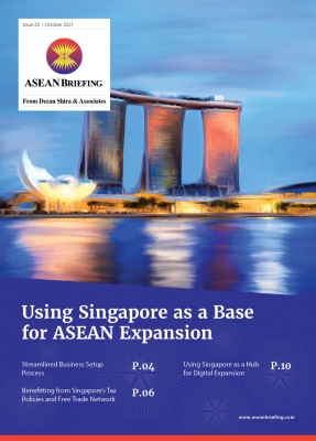 Publication cover featuring Singapore's skyline, highlighting ASEAN expansion opportunities.