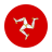 Red circular emblem featuring a white outline of a running man, symbolizing the Isle of Man.