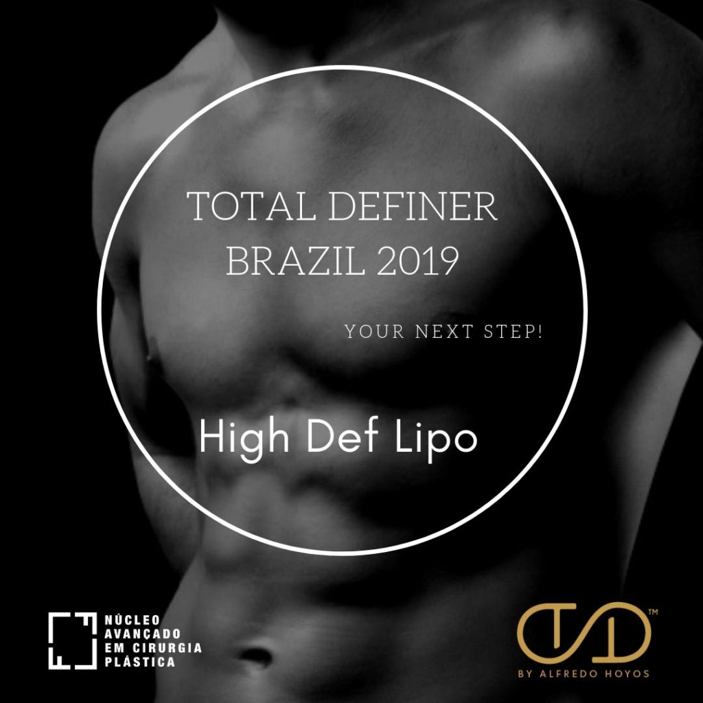 Sculpted male torso featured in promotional material for body contouring procedure.