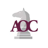 Law firm logo featuring a horse silhouette and the initials AOC in stylized text.