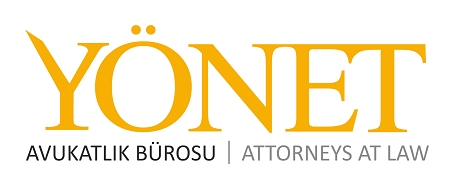Law firm logo featuring the name "Yönet" and the phrase "Attorneys at Law" in a modern design.