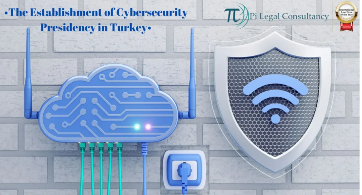 Cybersecurity graphic featuring a cloud network and shield symbol on a brick wall.
