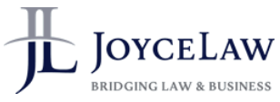 Law firm logo featuring "JoyceLaw" with a stylized monogram and tagline "Bridging Law & Business."