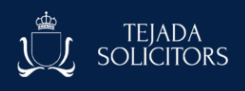 Tejada Solicitors logo featuring a crown and legal shield design on a dark background.