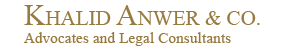 Law firm's logo displaying the name "Khalid Anwer & Co." and the text "Advocates and Legal Consultants."