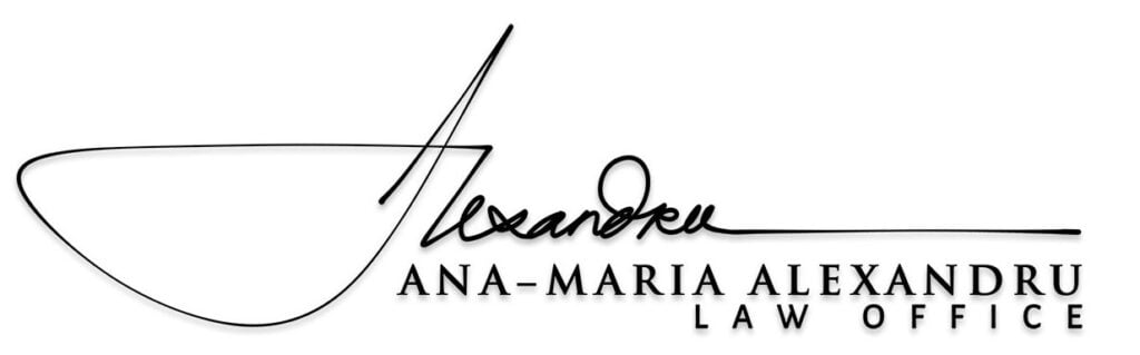 Signature of Ana-Maria Alexandru, Law Office, featuring stylized cursive elements and clear legal identification.