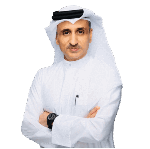 Legal professional posing confidently with arms crossed in a formal white attire.