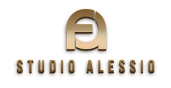 Stylized logo for Studio Alessio with interlocking letters and gold tone design.