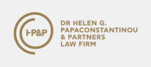 Law firm logo displaying "Dr. Helen G. Papaconstantinou & Partners" in a modern design.