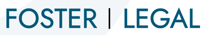 Foster Legal logo featuring the name in blue with a vertical divider, indicating a law firm brand identity.