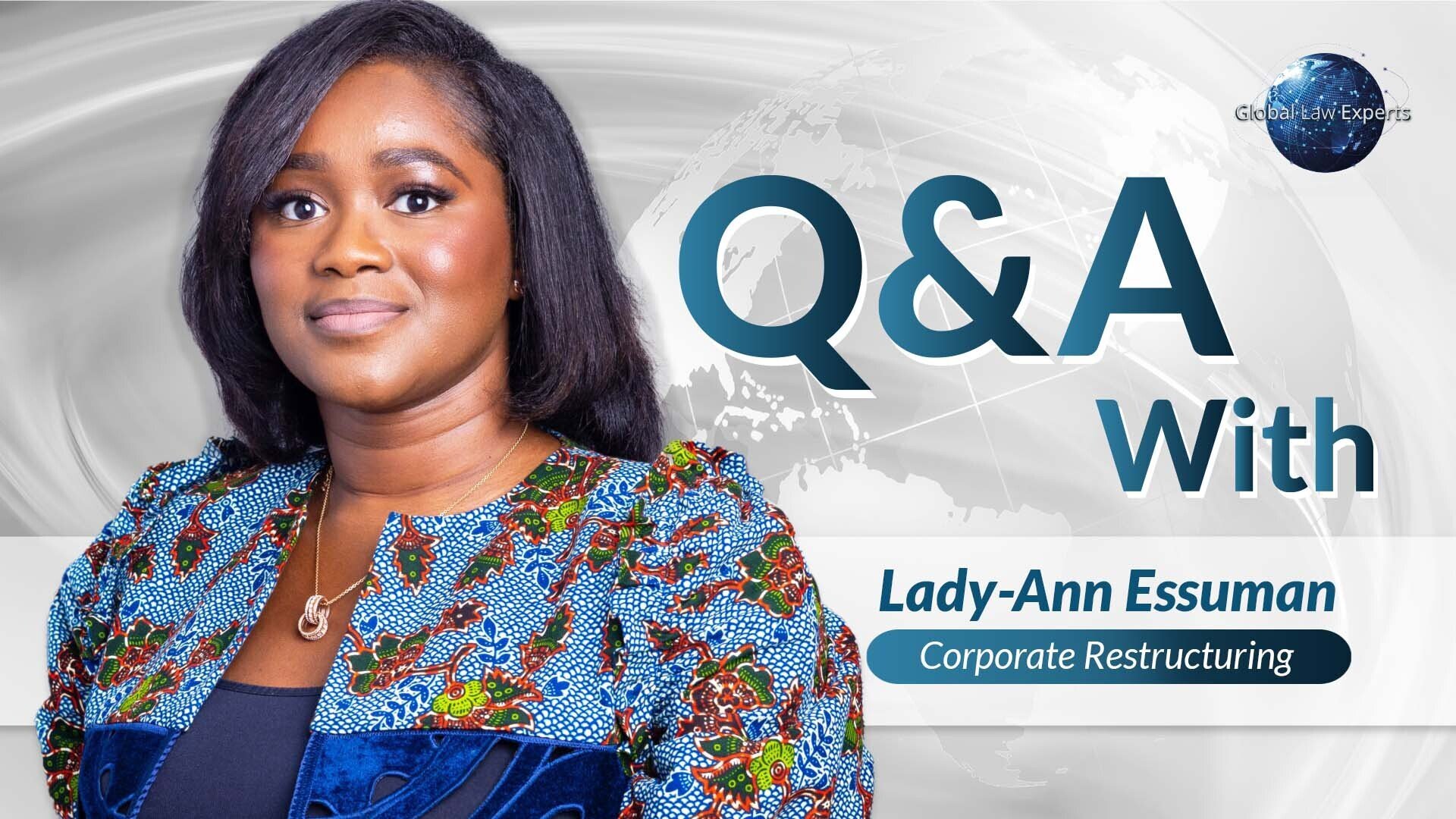 Corporate restructuring expert posing for an interview with a global background design.