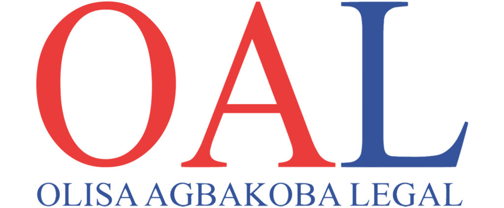 Olisa Agbakoba Legal logo featuring the acronym OAL in red and blue letters.