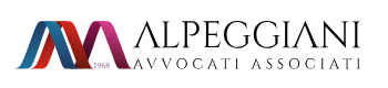 Legal Firm Logo For Alpegiani Avvocati Associati, Featuring Stylized Letters In Red, Purple, And Black.