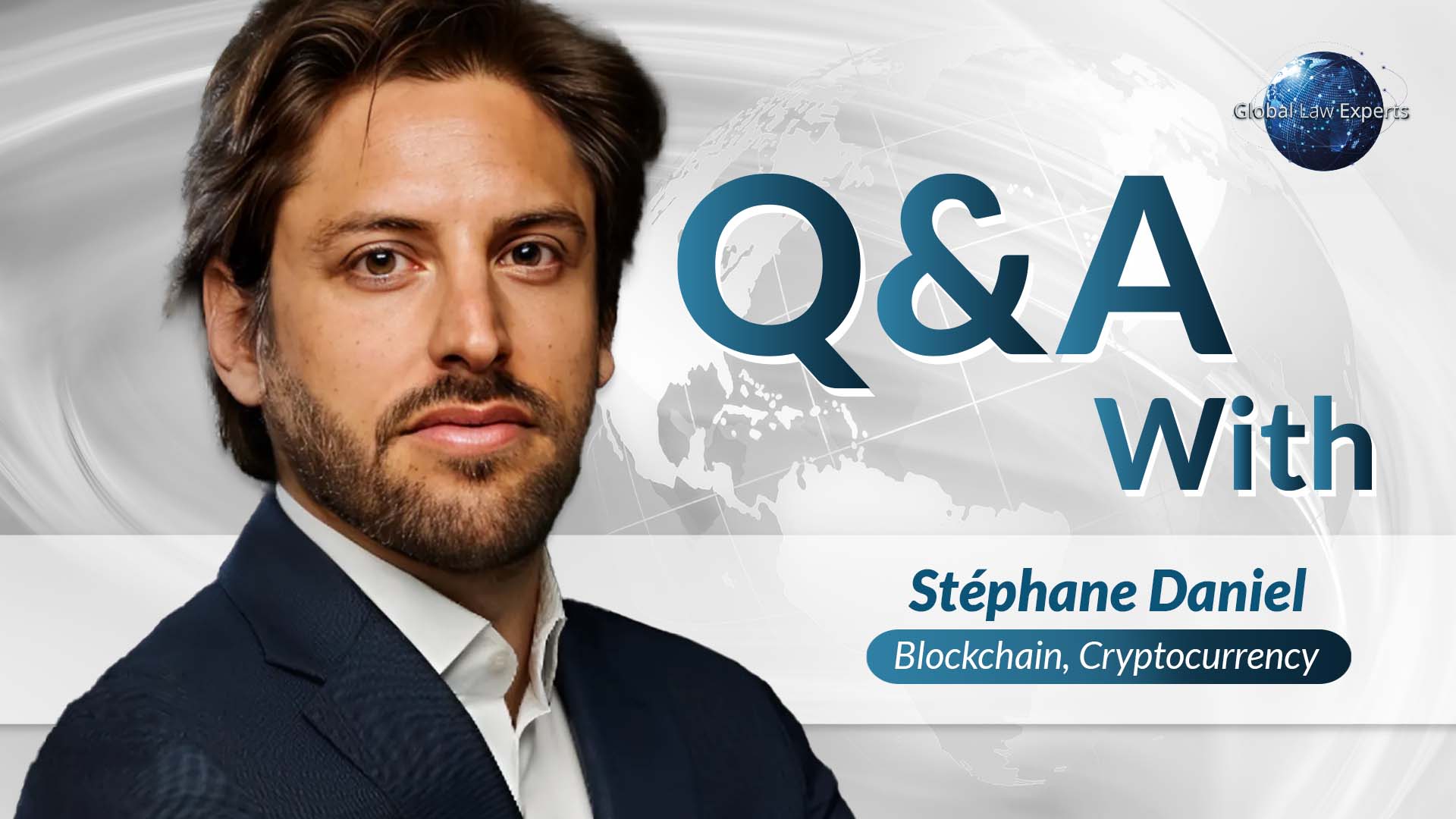 Legal expert discussing blockchain and cryptocurrency in a professional setting.