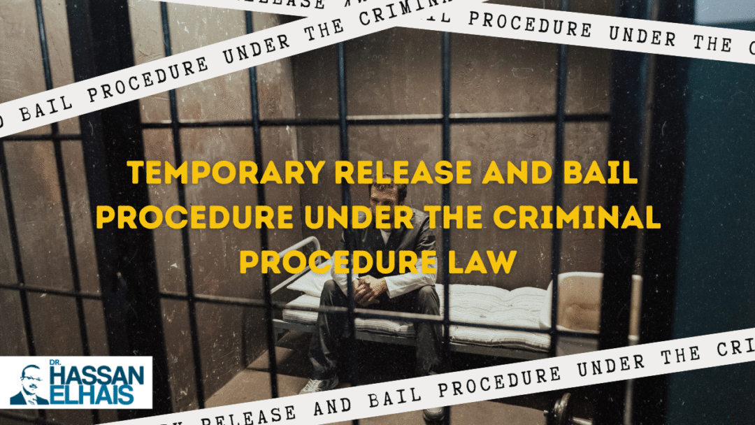 Man seated in prison cell, with text regarding temporary release and bail procedures in criminal law.