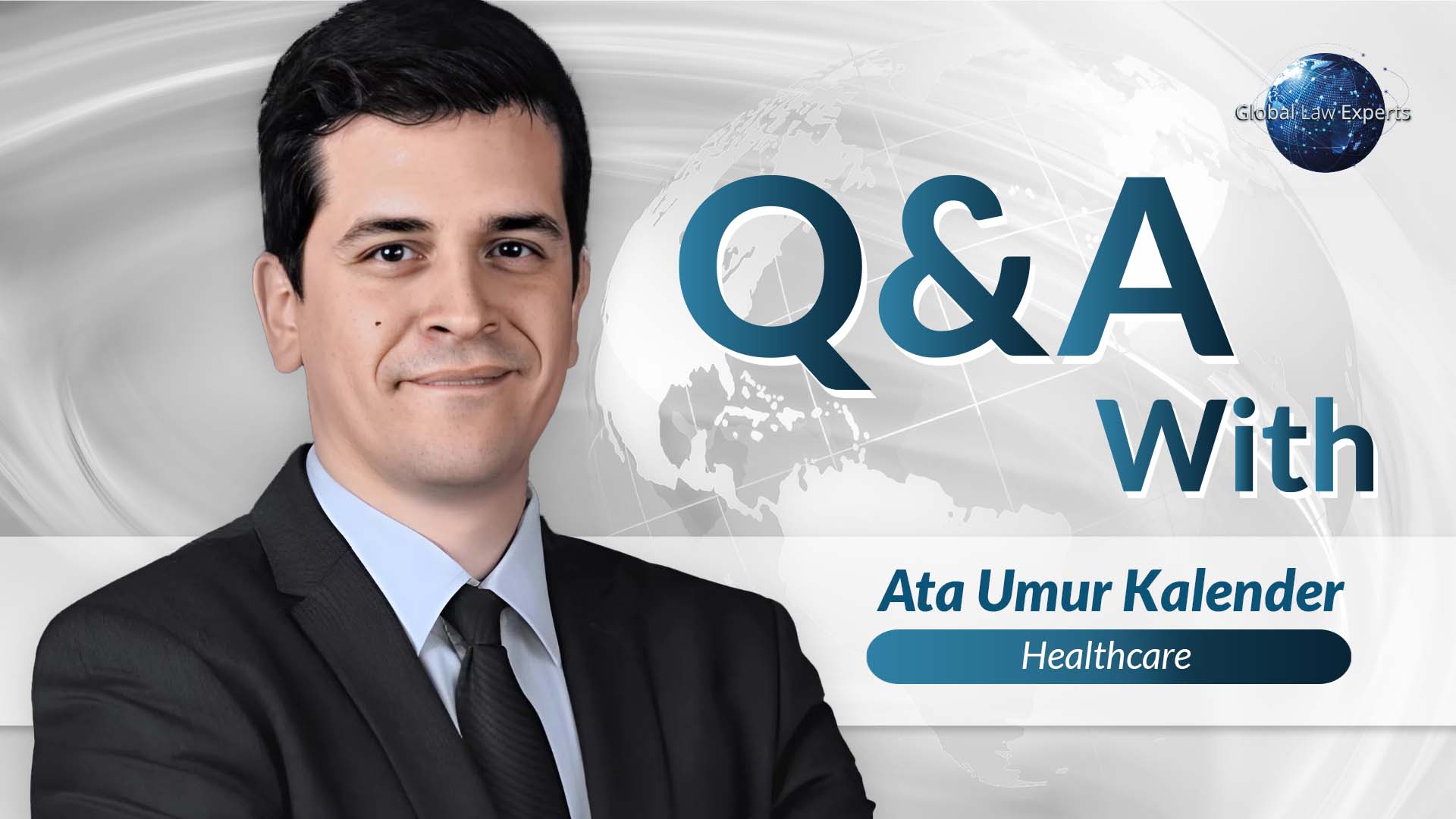 Legal professional discussing healthcare topics in a Q&A format with a global background.