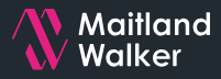 Logo of Maitland Walker law firm with stylized initials in pink and white on a dark background.