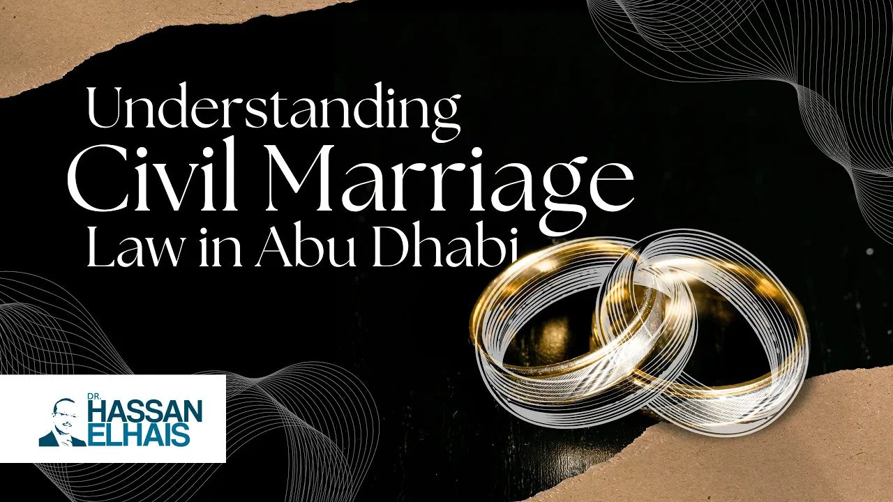 Understanding civil marriage law in Abu Dhabi, featuring wedding rings and relevant legal text.