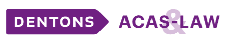 Law firm logo featuring "Dentons ACAS & LAW" in purple and white text.