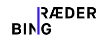 Legal firm logo featuring the name "Ræder Bing" in modern typography.