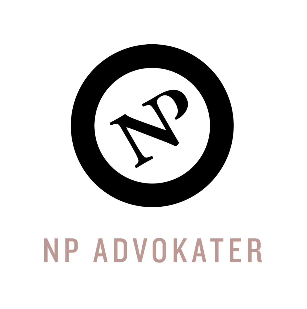 NP Advokater logo featuring stylized initials within a circular design.