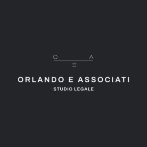 Legal firm logo with the name "Orlando e Associati" prominently displayed in a modern design on a dark background.