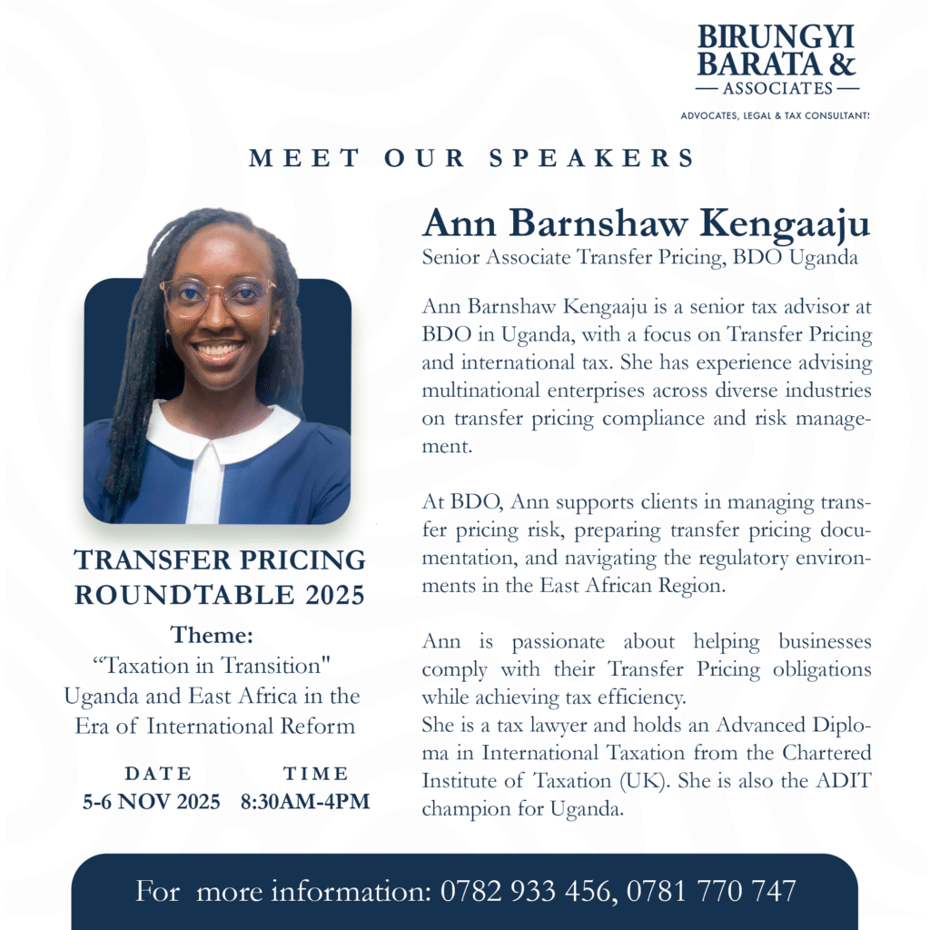 Senior Associate tax advisor presenting at Transfer Pricing Roundtable 2025 on international tax compliance.