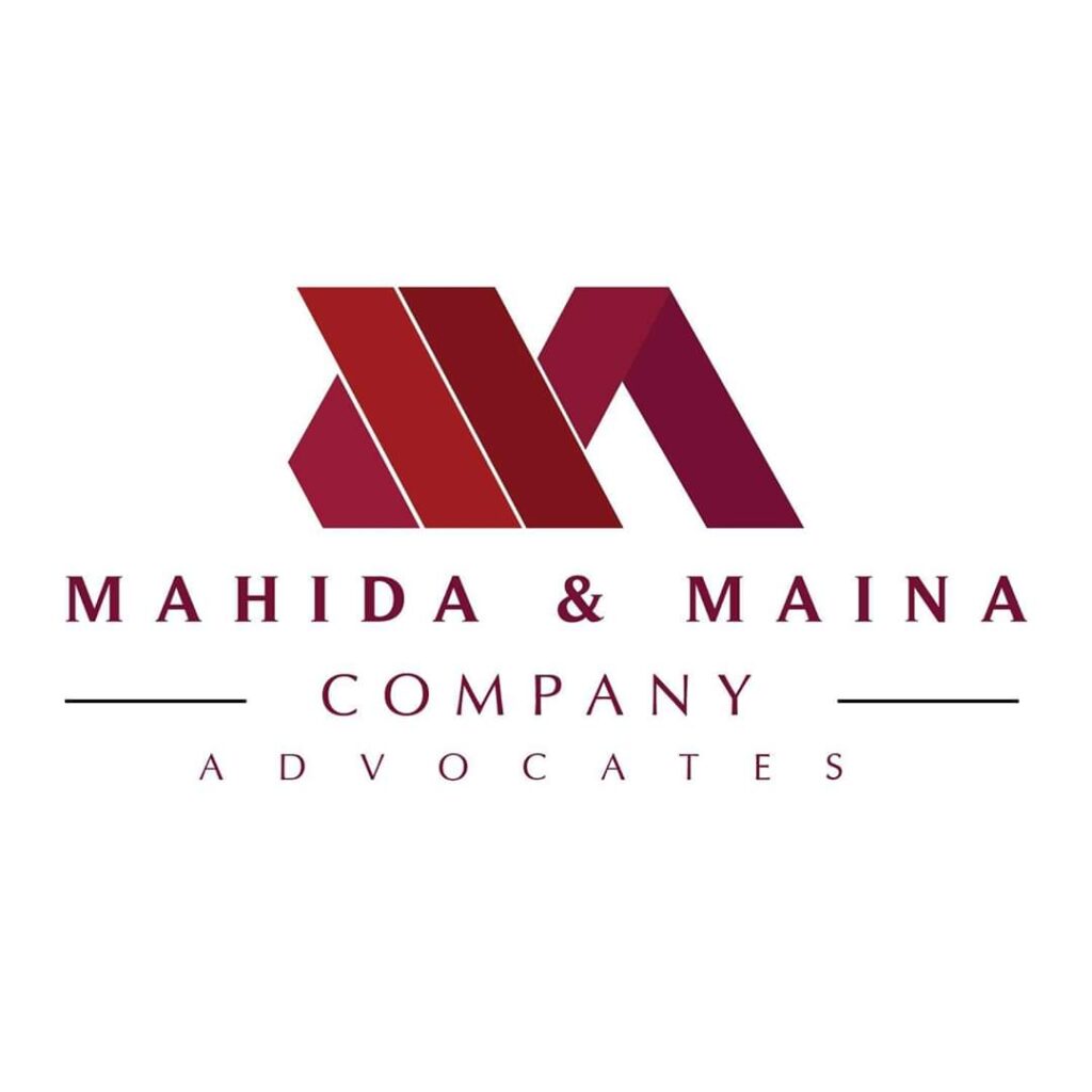 Logo of Mahida & Maina Company Advocates with stylized letters in red and maroon shades.