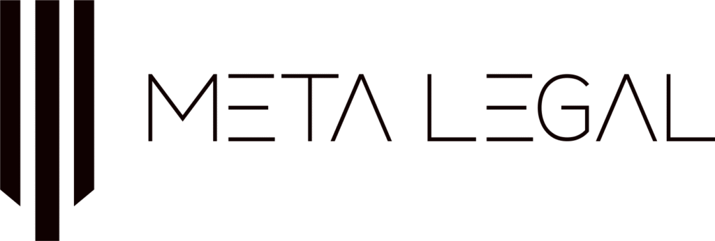 Legal branding logo for a law firm featuring the text "META LEGAL" in a modern design.