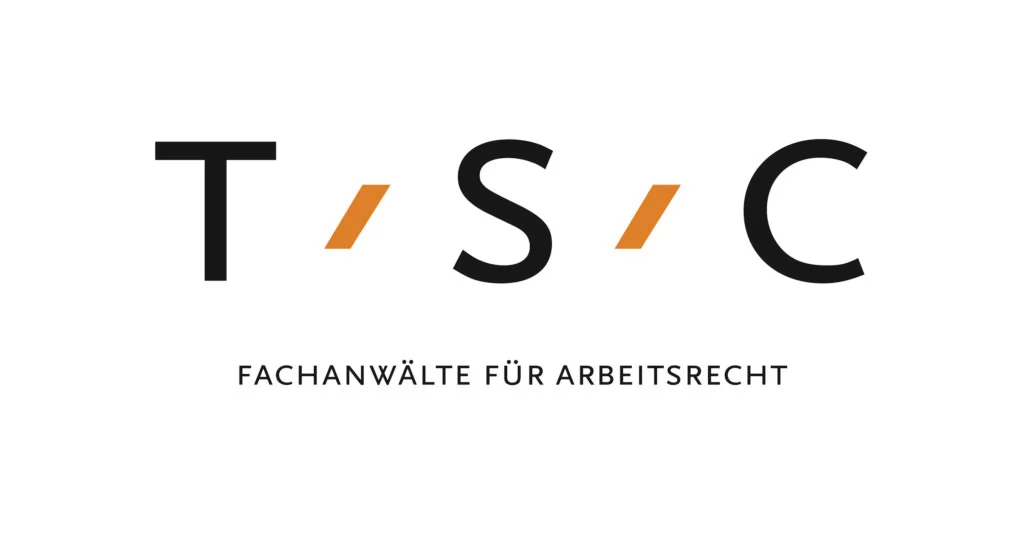 Law firm logo featuring the letters T, S, and C, with "Fachanwälte für Arbeitsrecht" underneath